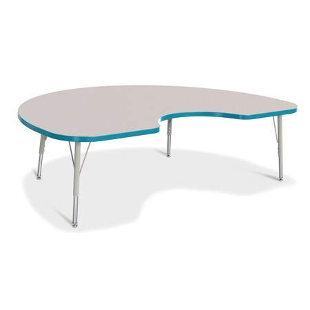 Jonti-Craft Berries Kidney Activity Table, 48 in. x 72 in., E-height, Freckled Gray/Teal/Gray 6423JCE005